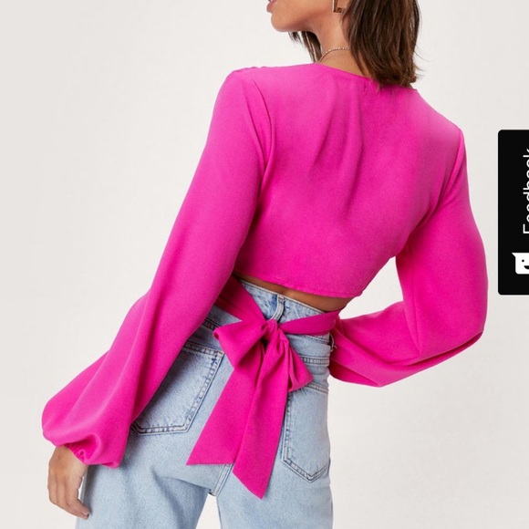 Nasty gal pink top with tie in back - Picture 2 of 2